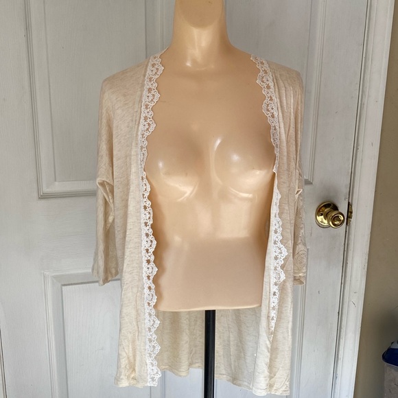 Maurice’s Lace Lightweight 3/4 Sleeve Cream Cardigan NWT - Picture 1 of 4